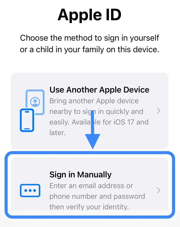 وارد کردن اپل ایدی به صورت دستی در  iOS ۱۷ و بالاتر